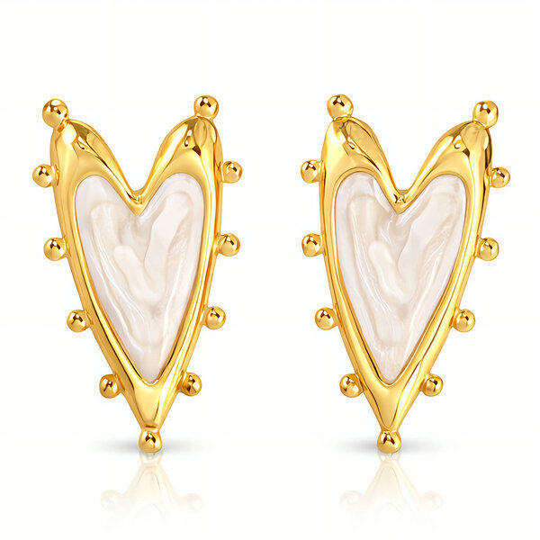 "Hearts" Earrings, 18K Gold Plated Steel