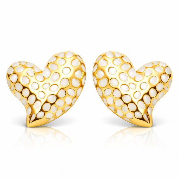 "Hearts" Earrings, 18K Gold Plated Steel