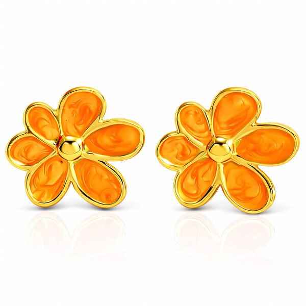 "Flowers" Earrings, 18K Gold Plated Steel