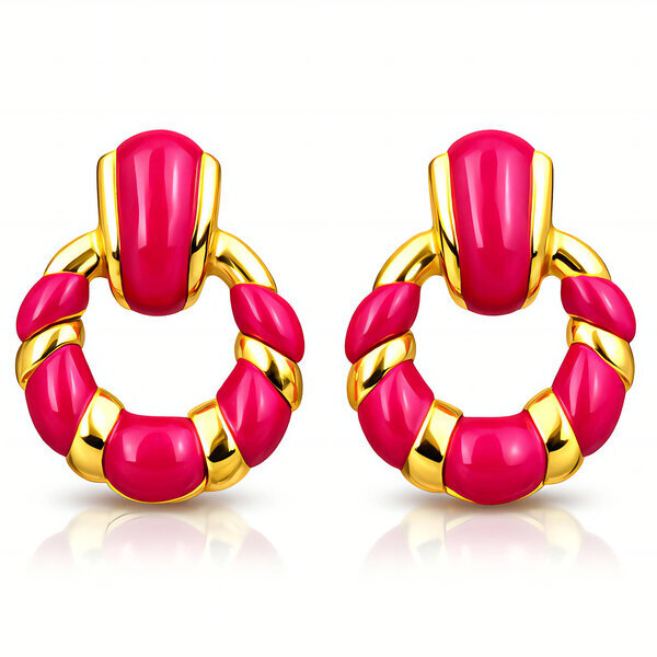 Earrings, 18K Gold Plated Steel
