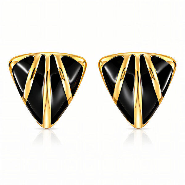 Earrings, 18K Gold Plated Steel