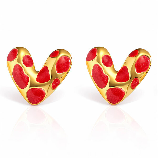 "Hearts" Earrings, 18K Gold Plated Steel