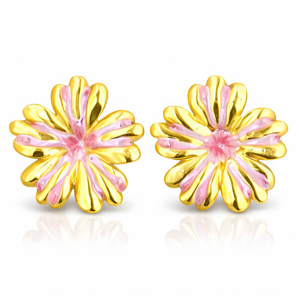 "Flowers" Earrings, 18K Gold Plated Steel
