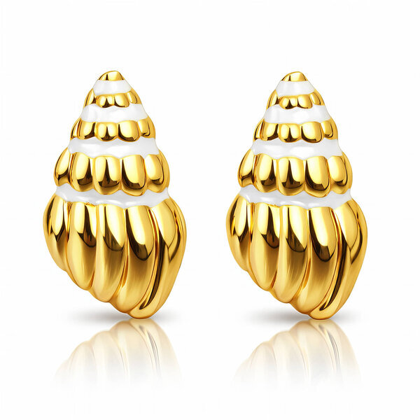 "Seashells" Earrings, 18K Gold Plated Steel