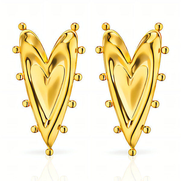 "Hearts" Earrings, 18K Gold Plated Steel