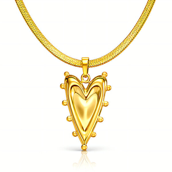 "Heart" Necklace, 18K Gold Plated Steel