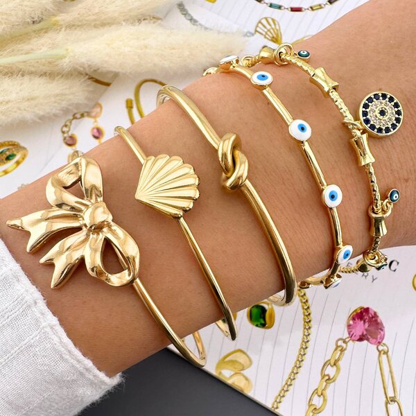 "Seashell" Bracelet, 18K Gold Plated Steel