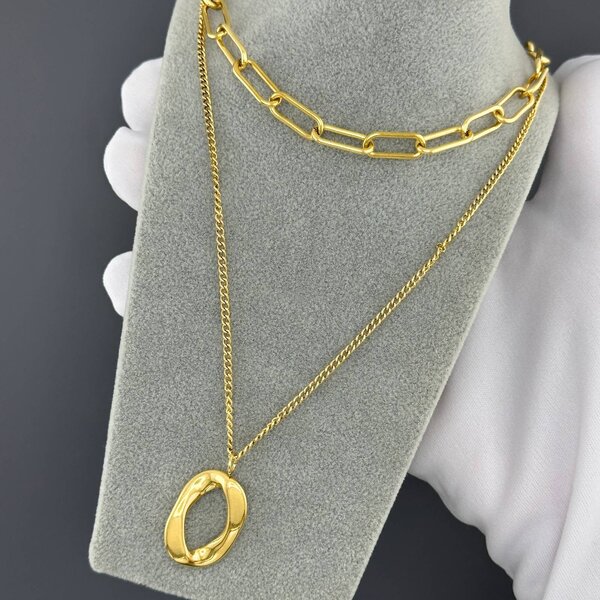 Necklace, 18K Gold Plated Steel