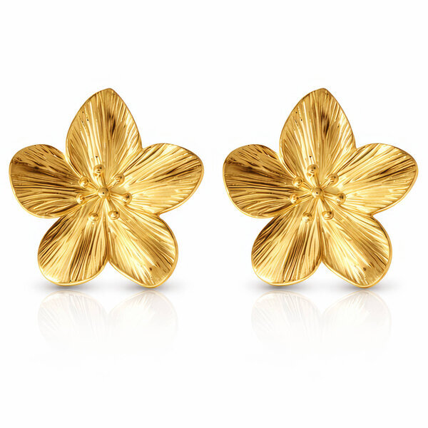 "Flowers" Earrings, 18K Gold Plated Steel