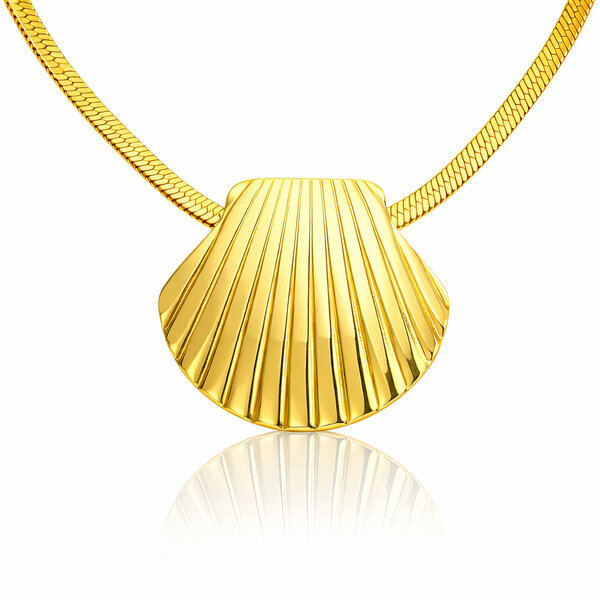 "Seashell" Necklace, 18K Gold Plated Steel