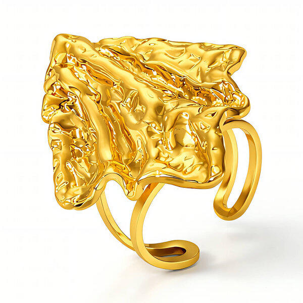 Ring, 18K Gold Plated Steel