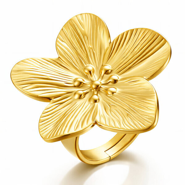 "Flower" Ring, 18K Gold Plated Steel