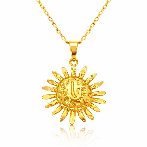 "Flower" Necklace, 18K Gold Plated Steel