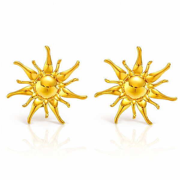 "Suns" Earrings, 18K Gold Plated Steel