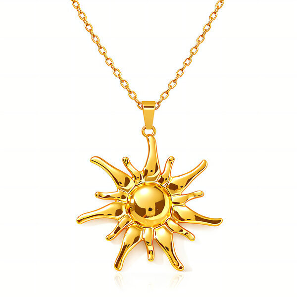 "Sun" Necklace, 18K Gold Plated Steel
