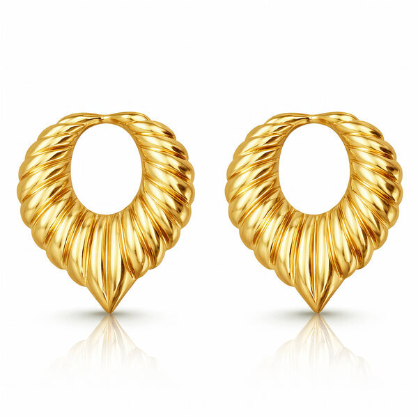 "Leafs" Earrings, 18K Gold Plated Steel