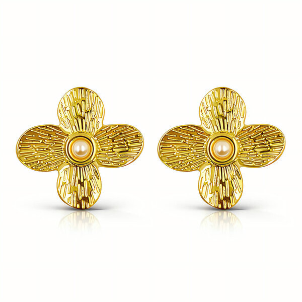 "Flowers" Earrings, 18K Gold Plated Steel
