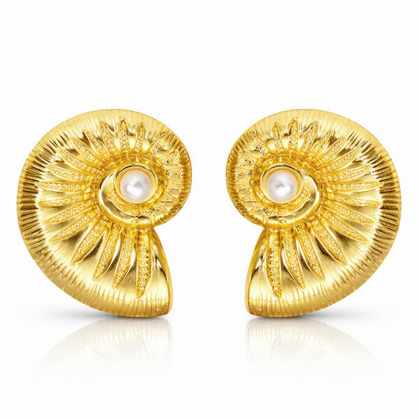 "Seashells" Earrings, 18K Gold Plated Steel