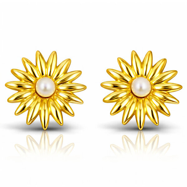 "Flowers" Earrings, 18K Gold Plated Steel