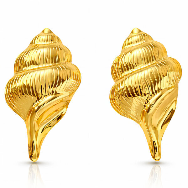 "Seashells" Earrings, 18K Gold Plated Steel