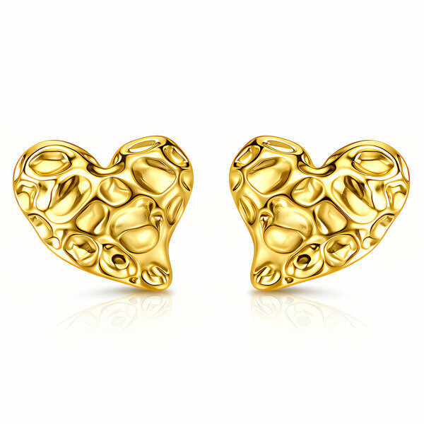 "Hearts" Earrings, 18K Gold Plated Steel