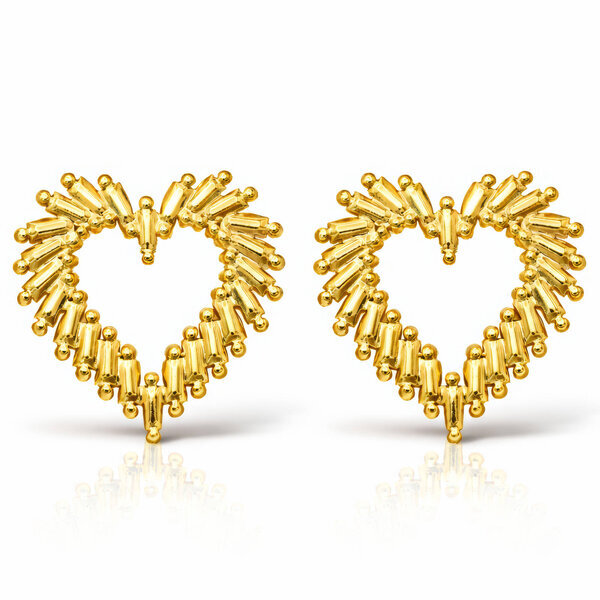 "Hearts" Earrings, 18K Gold Plated Steel