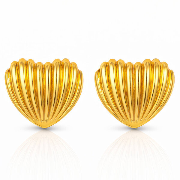 "Hearts" Earrings, 18K Gold Plated Steel