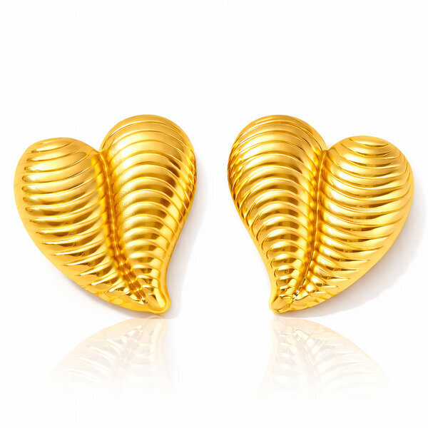 "Hearts" Earrings, 18K Gold Plated Steel