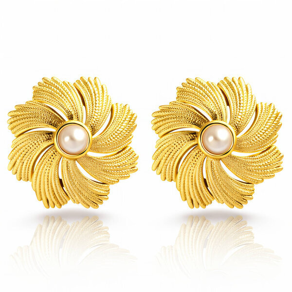 "Flowers" Earrings, 18K Gold Plated Steel