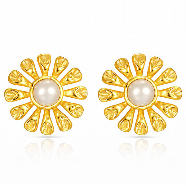 "Flowers" Earrings, 18K Gold Plated Steel