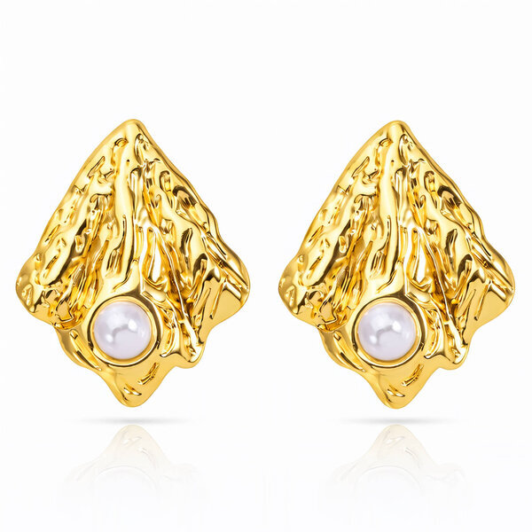 Earrings, 18K Gold Plated Steel
