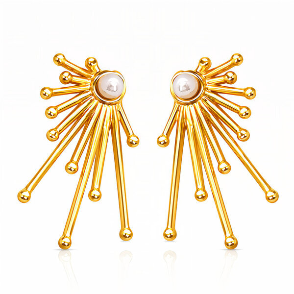 Earrings, 18K Gold Plated Steel