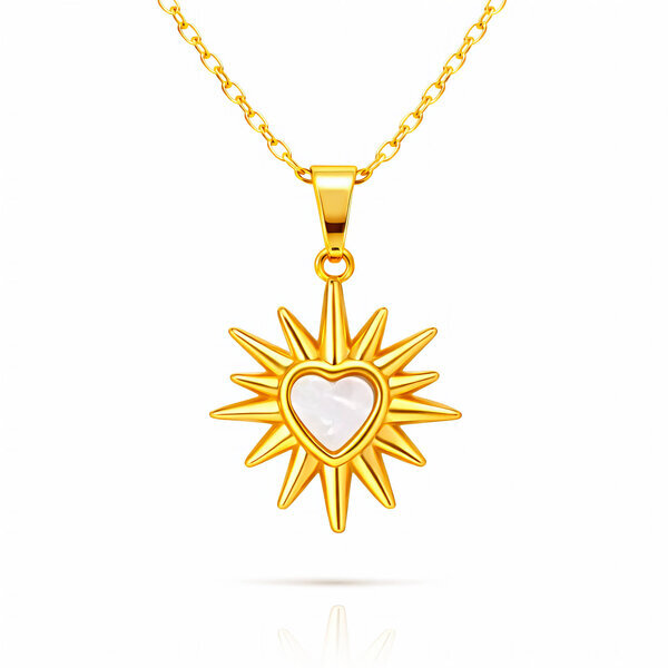 "Heart" Necklace, 18K Gold Plated Steel