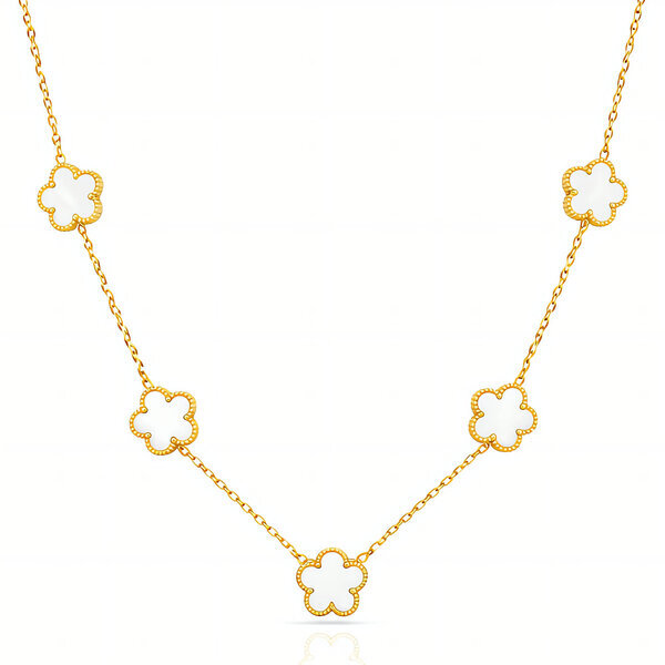 "Flower Meadow" Necklace, 18K Gold Plated Steel