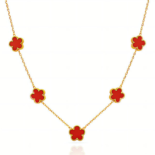 "Flower Meadow" Necklace, 18K Gold Plated Steel