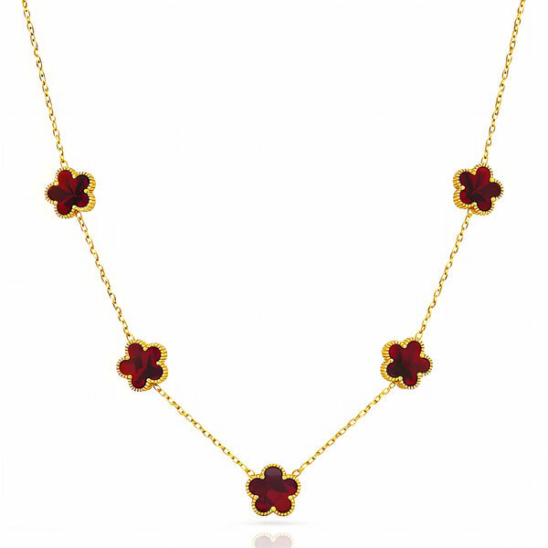 "Flower Meadow" Necklace, 18K Gold Plated Steel