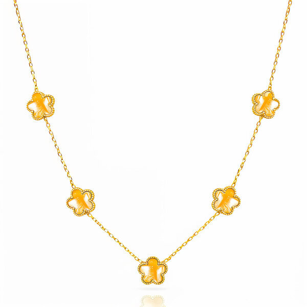 "Flower Meadow" Necklace, 18K Gold Plated Steel