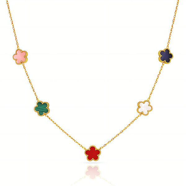 "Flower Meadow" Necklace, 18K Gold Plated Steel