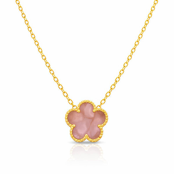 "Flower" Necklace, 18K Gold Plated Steel
