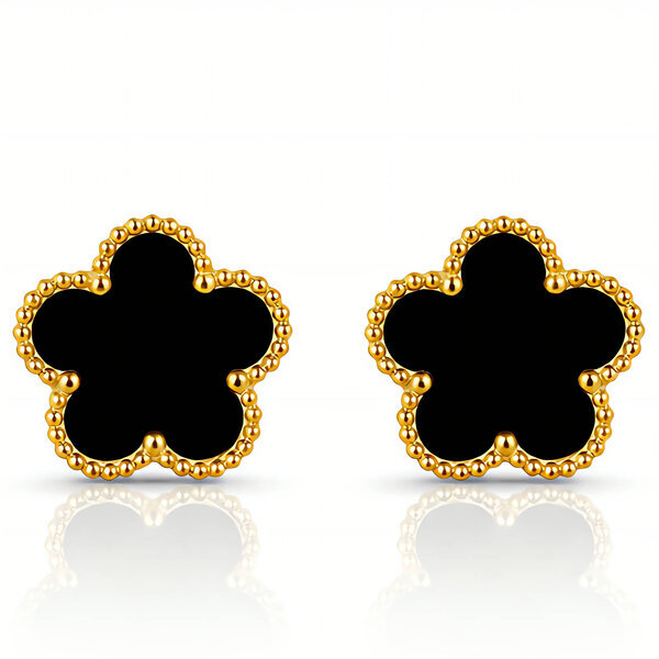 "Flowers" Earrings, 18K Gold Plated Steel