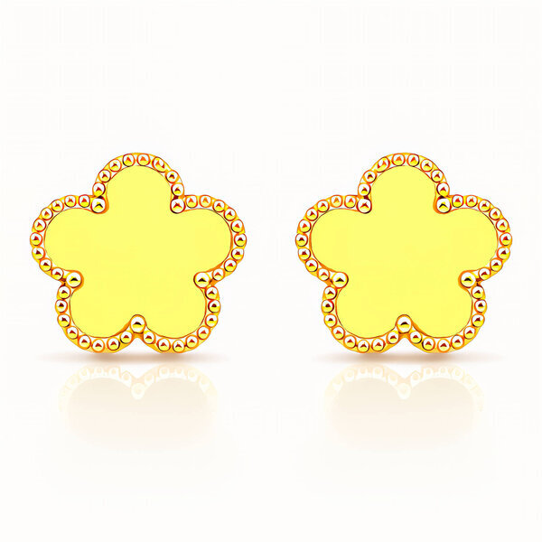 "Flowers" Earrings, 18K Gold Plated Steel