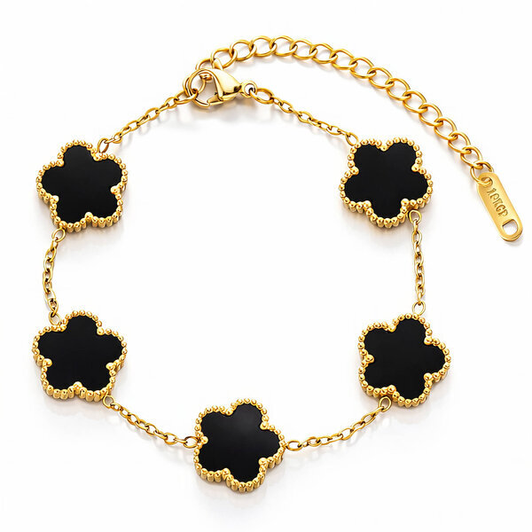 "Flower Meadow" Bracelet, 18K Gold Plated Steel