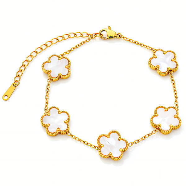 "Flower Meadow" Bracelet, 18K Gold Plated Steel
