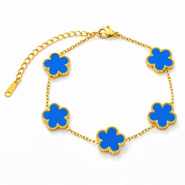 "Flower Meadow" Bracelet, 18K Gold Plated Steel