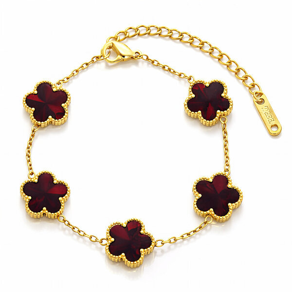 "Flower Meadow" Bracelet, 18K Gold Plated Steel
