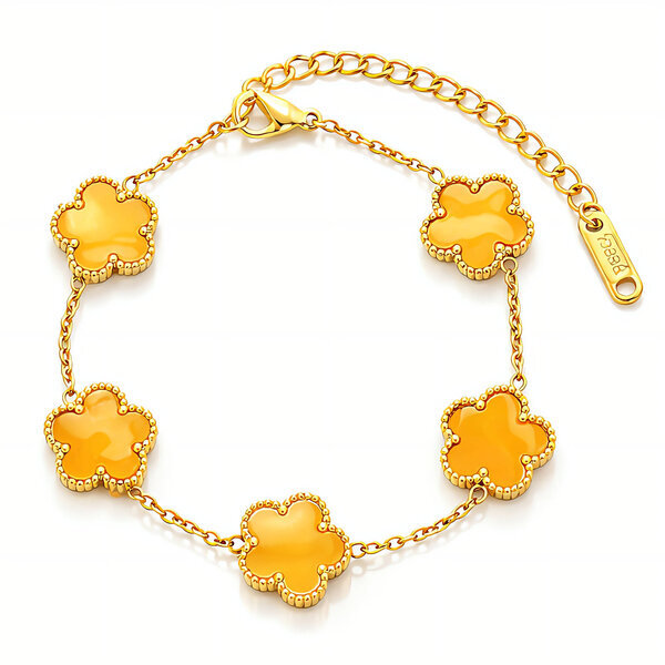 "Flower Meadow" Bracelet, 18K Gold Plated Steel
