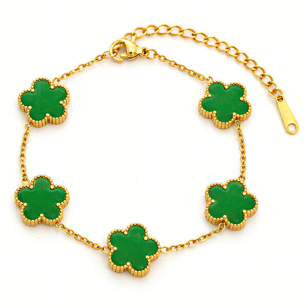 "Flower Meadow" Bracelet, 18K Gold Plated Steel