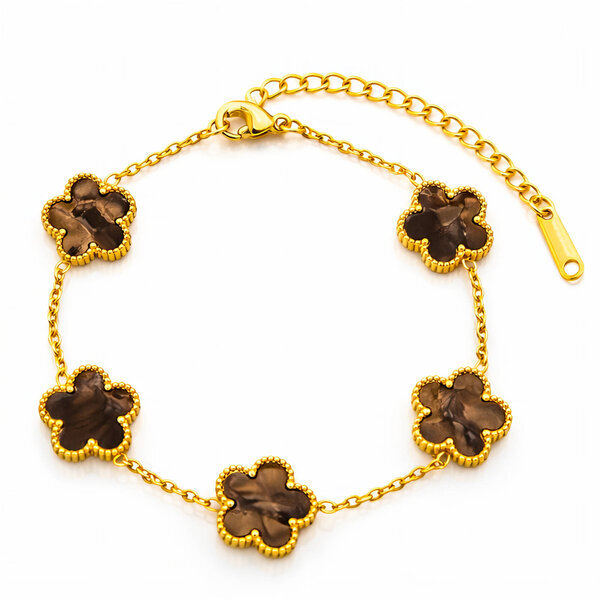 "Flower Meadow" Bracelet, 18K Gold Plated Steel