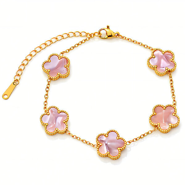 "Flower Meadow" Bracelet, 18K Gold Plated Steel