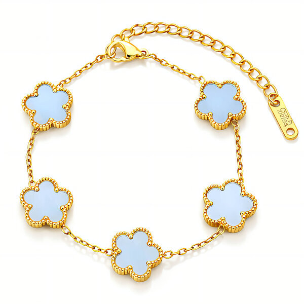 "Flower Meadow" Bracelet, 18K Gold Plated Steel